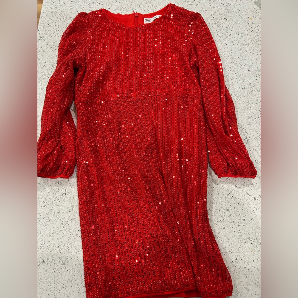 Girls 7Y Grace Karin Red Sequin dress